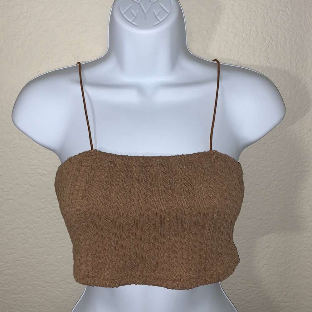 Brown Knit Crop Top